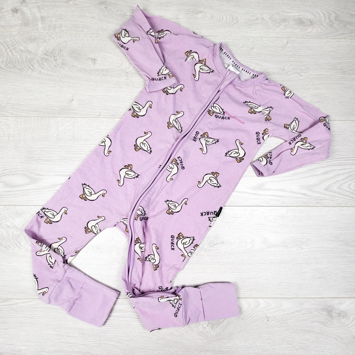 Bonds purple duck print wondersuit sleeper. Size 18-24 months