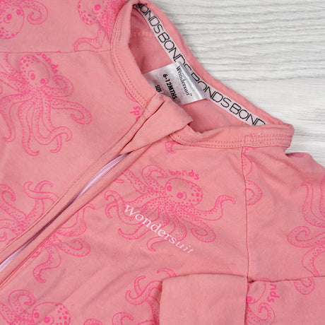Bonds pink octopus print zippered wondersuit sleeper. Size 6-12 months