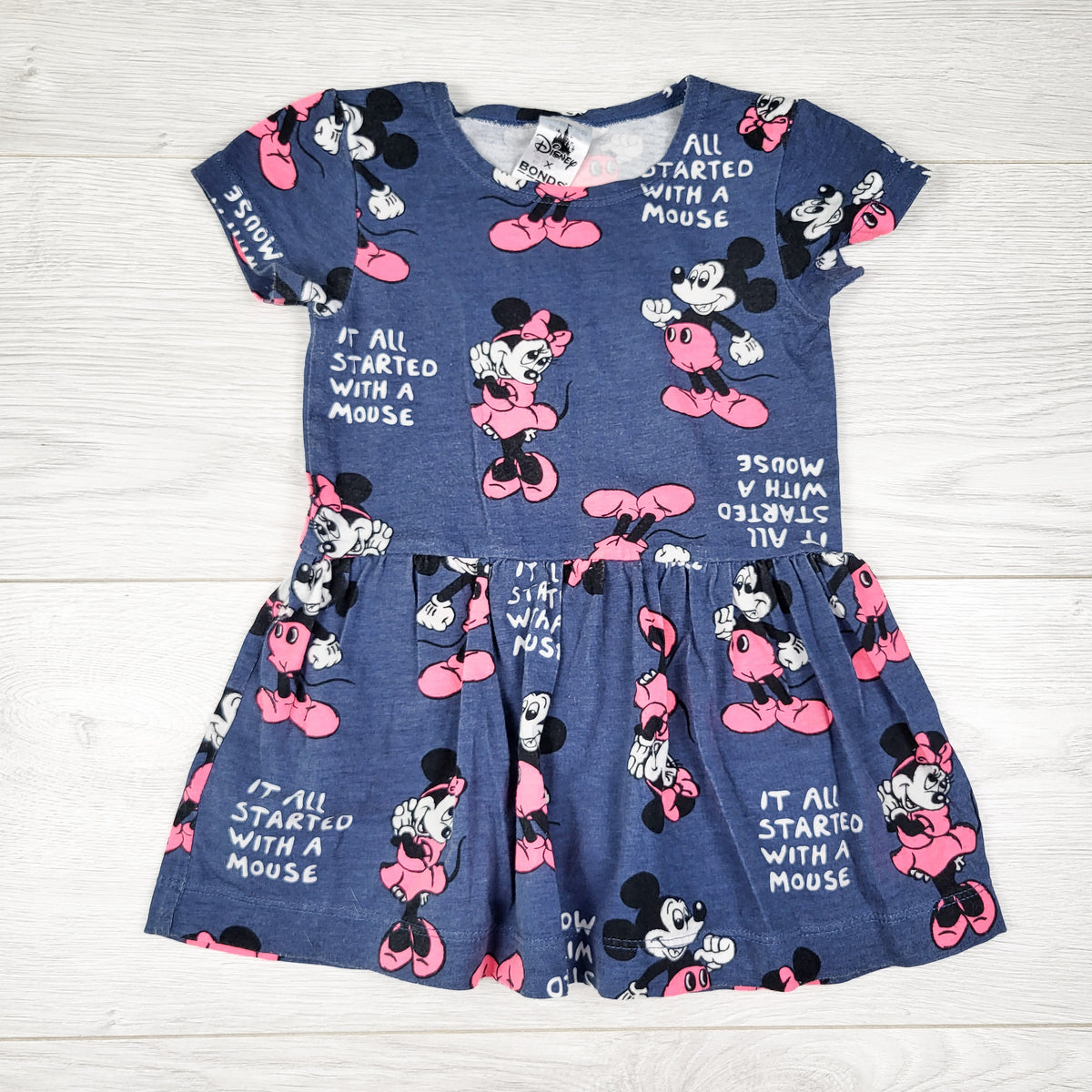 Disney x Bonds blue Mickey Mouse bodysuit dress. Size 6-12 months