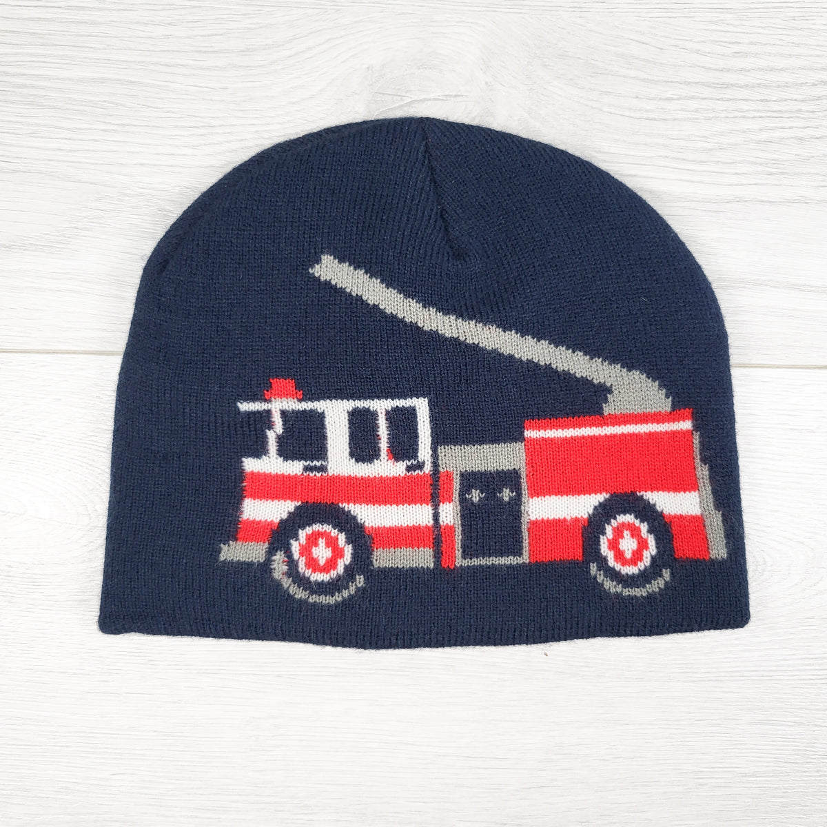 Joe navy toque with fire truck. Size 4/5T