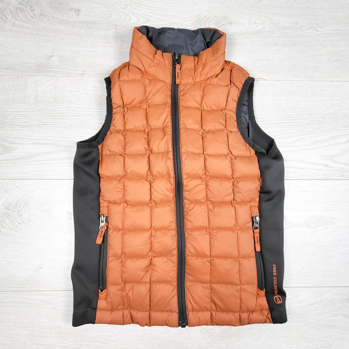 Free Country orange and grey puffer vest. Size 6/6X