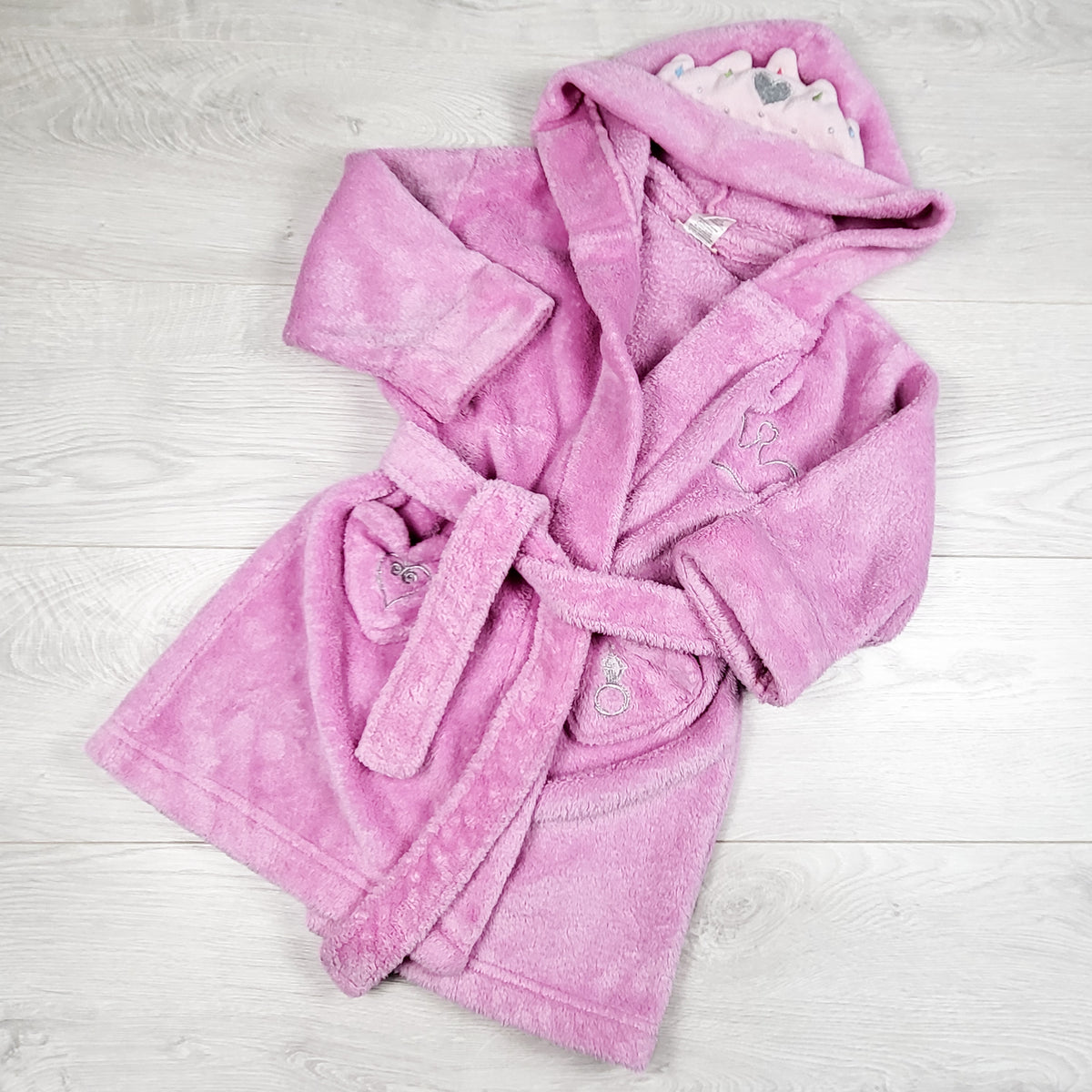 Pekkle pink hooded princess robe. Size 2/3T
