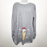 Grey "Little Peanut" long sleeve maternity top. Size XXL