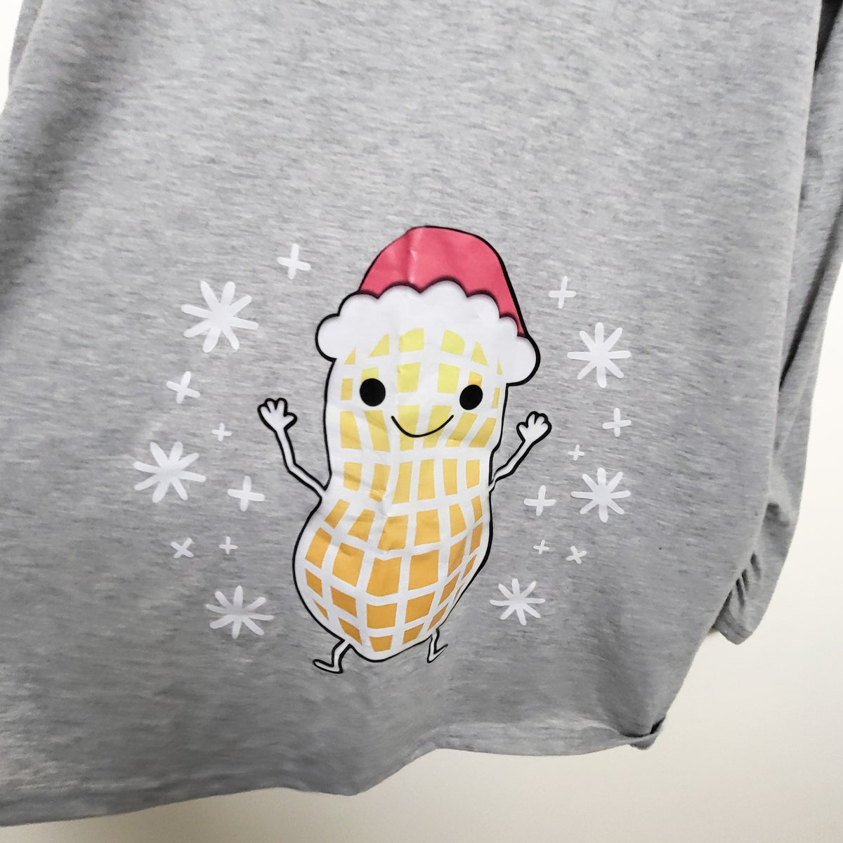 Grey "Little Peanut" long sleeve maternity top. Size XXL
