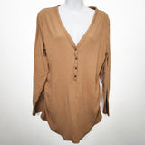 Old Navy tan ribbed Henley style Maternity top. Size XXL