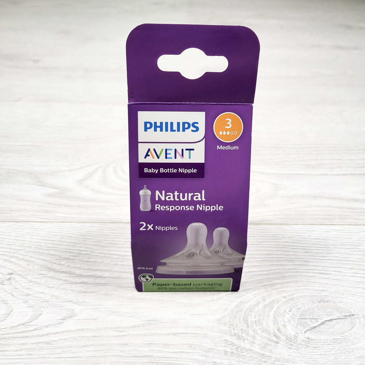NEW - Philips Avent 2-pack Natural Response Baby Bottle Nipples (Flow 3, Medium)