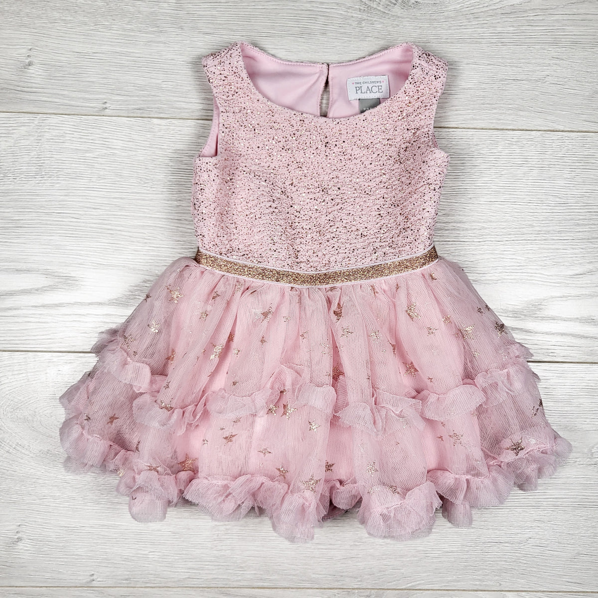 The Children's Pink Foil Star Glitter Tutu Dress. Size 3-6 monhs