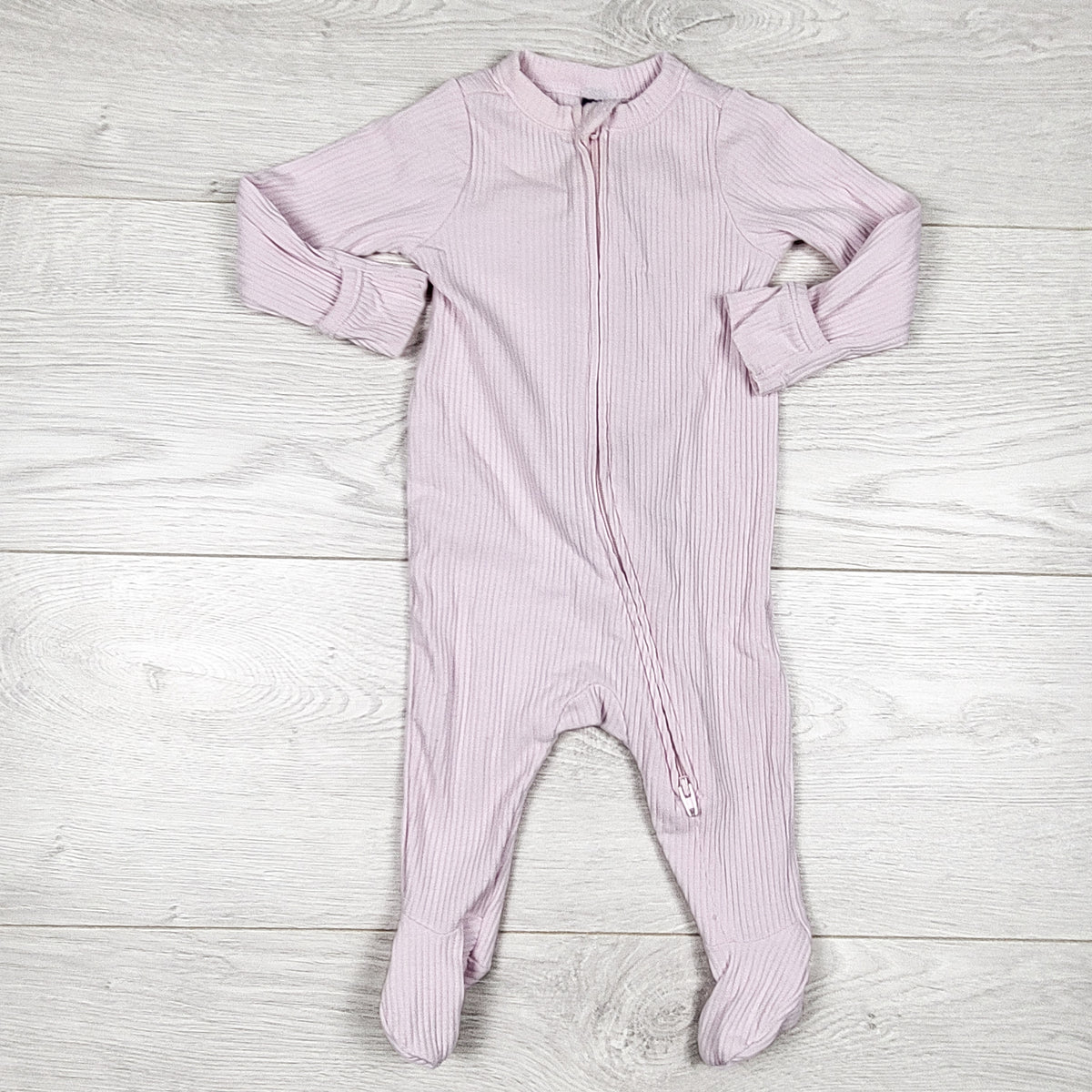 Old Navy pink ribbed zippered cotton sleeper. Size 0-3 months