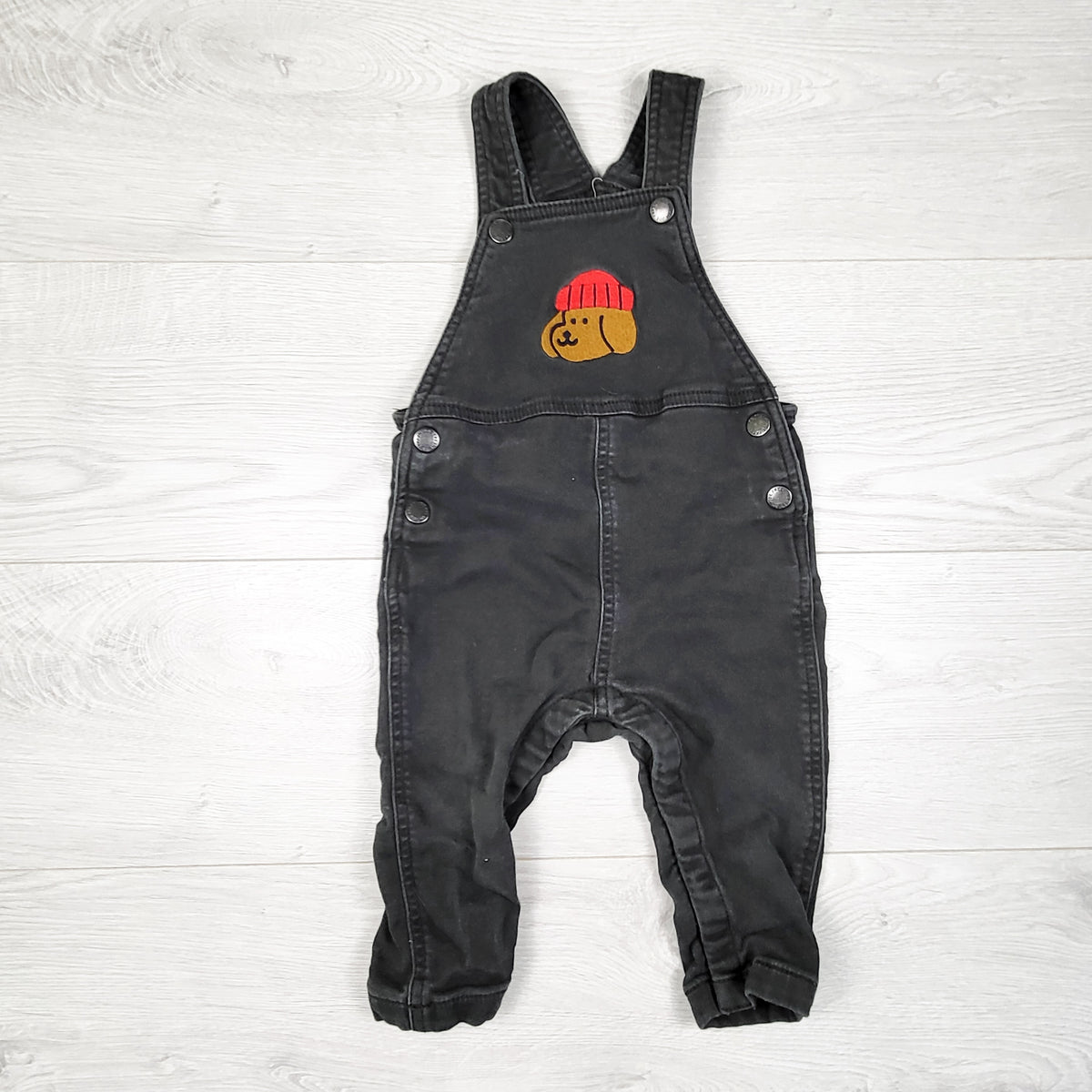 Joe navy denim overalls with dog. Size 12-18 months