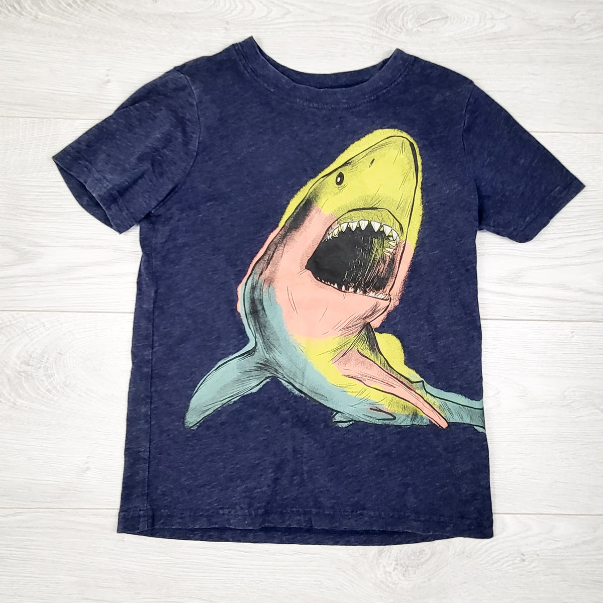 Carters navy shark t-shirt. Size 7
