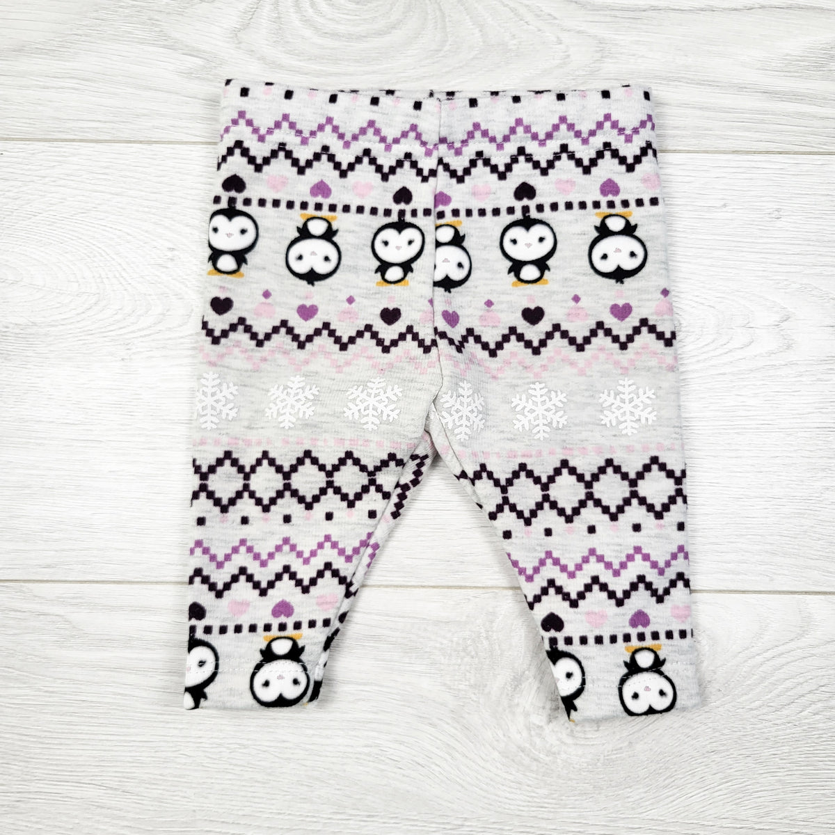George grey fleece lined leggings with penguins. Size 0-3 months