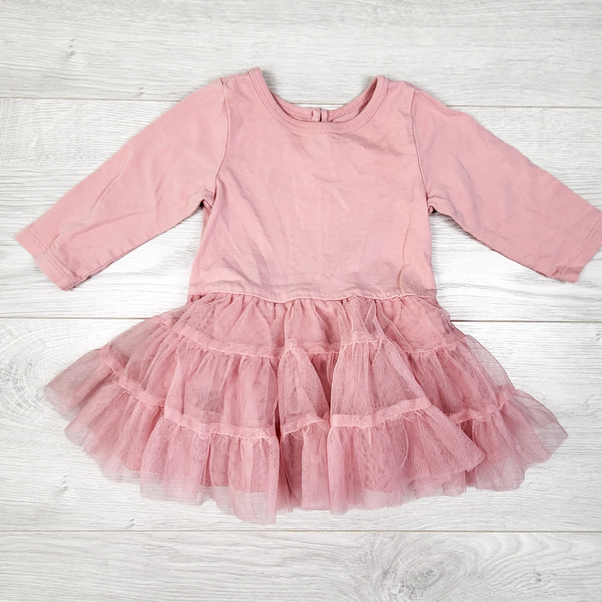 Old Navy pink bodysuit dress with tulle skirting. Size 3-6 months