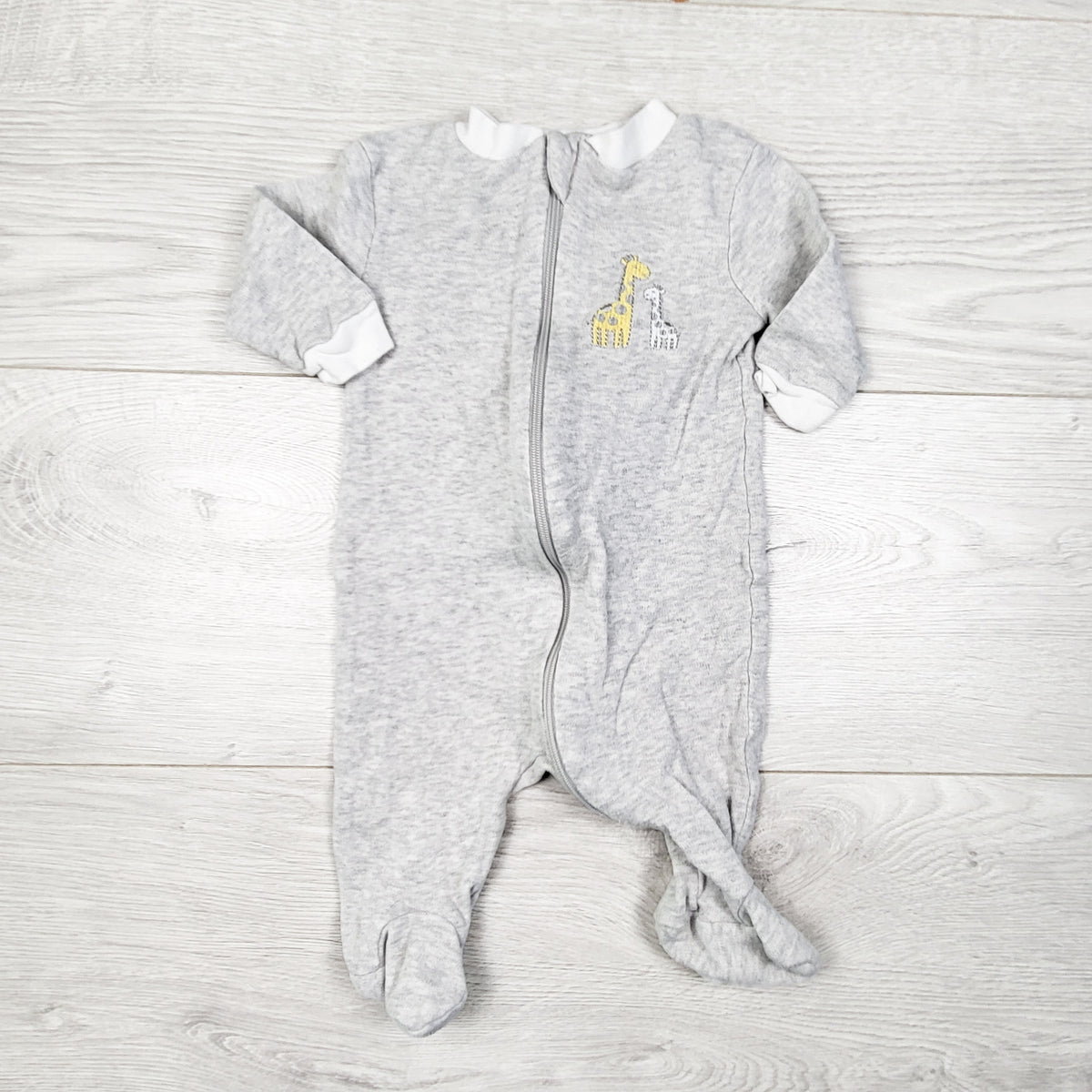 George grey zippered cotton sleeper with giraffes. Newborn size