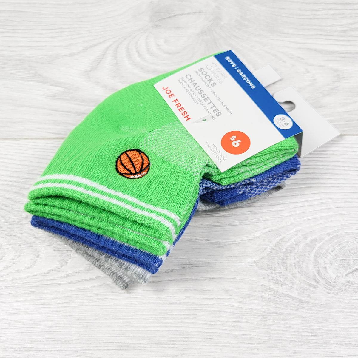 NEW - Joe 3-pairs of socks. Size 3 to 6 shoe size