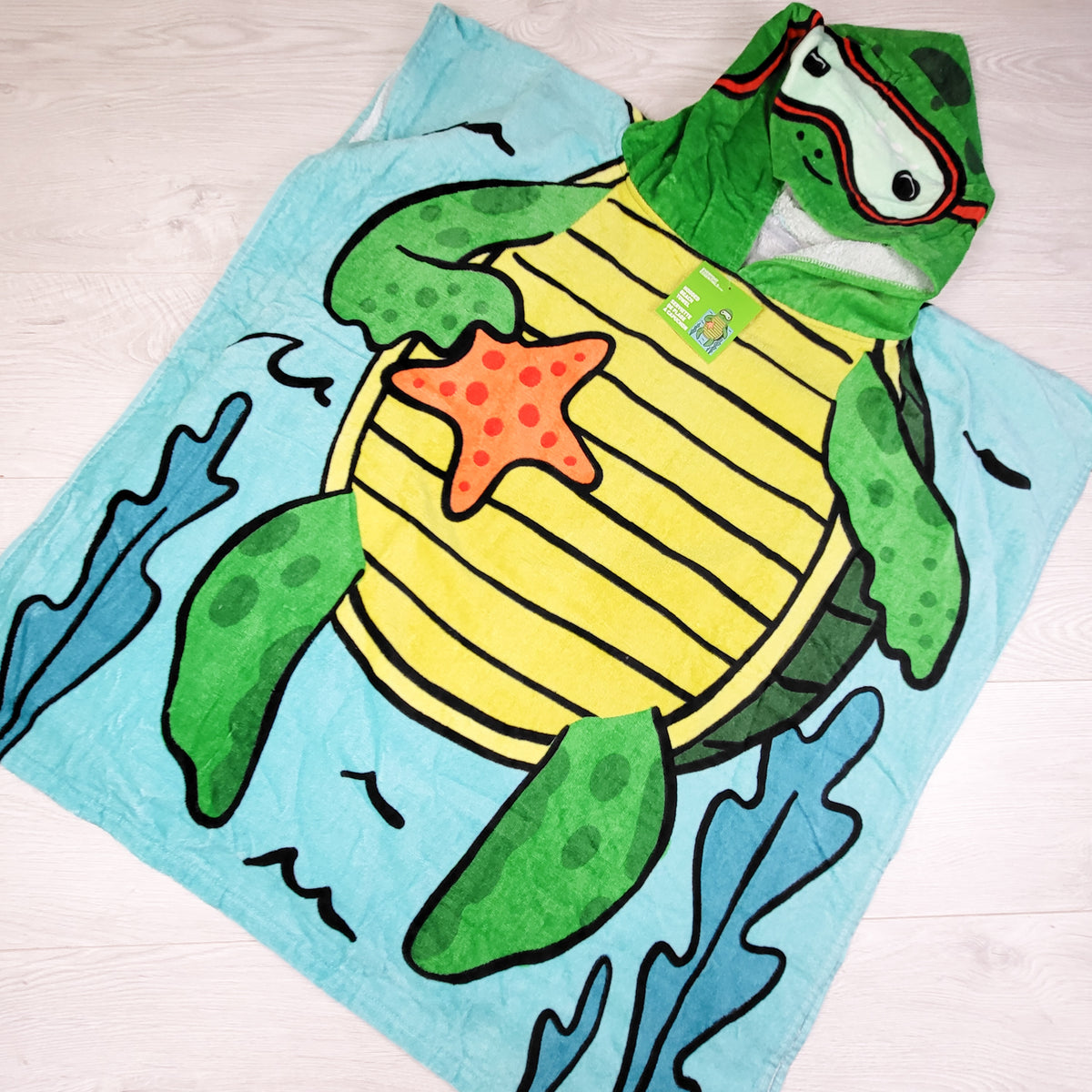 NEW - Mainstays Kids Sea Turtle Hooded Beach Towel Wrap