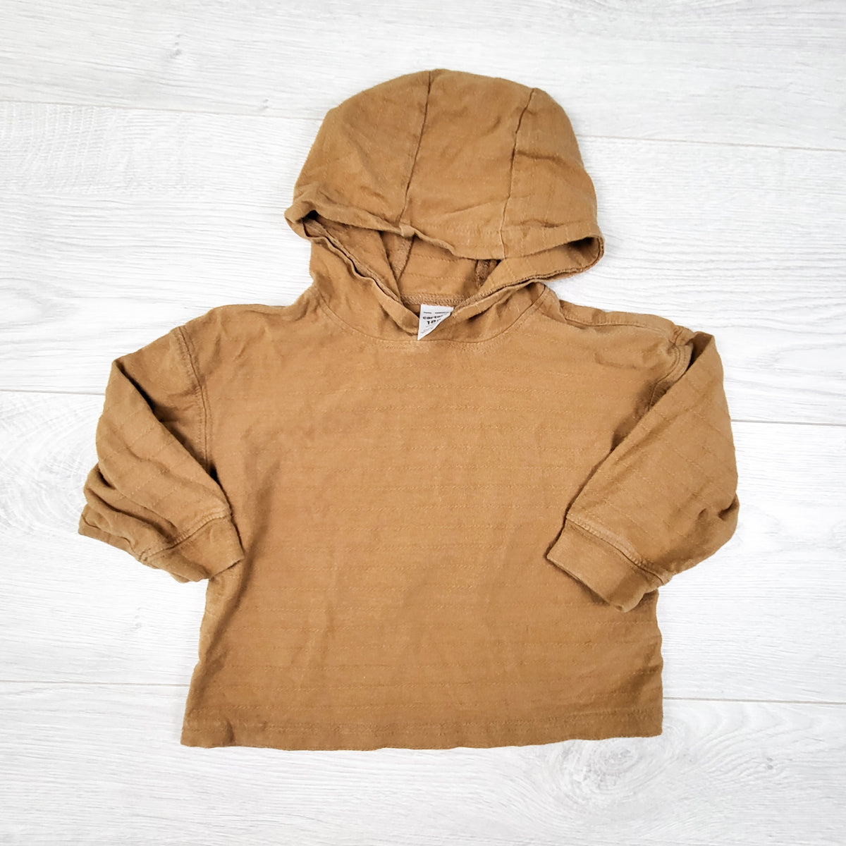 Carters tan hooded long sleeve top. Size 18 months