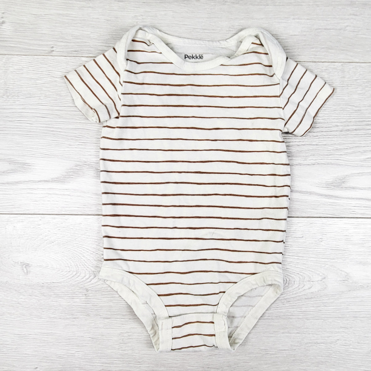 Pekkle cream and tan striped bodysuit. Size 12 months