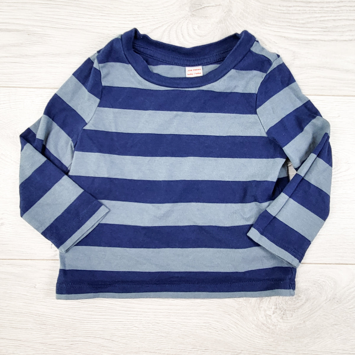Joe Fresh two-tone blue striped long sleeve top. Size 6-12 months
