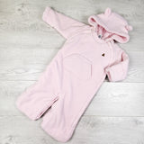 Gap pink fleece convertible bunting suit / bag. Size 3-6 months - AS IS