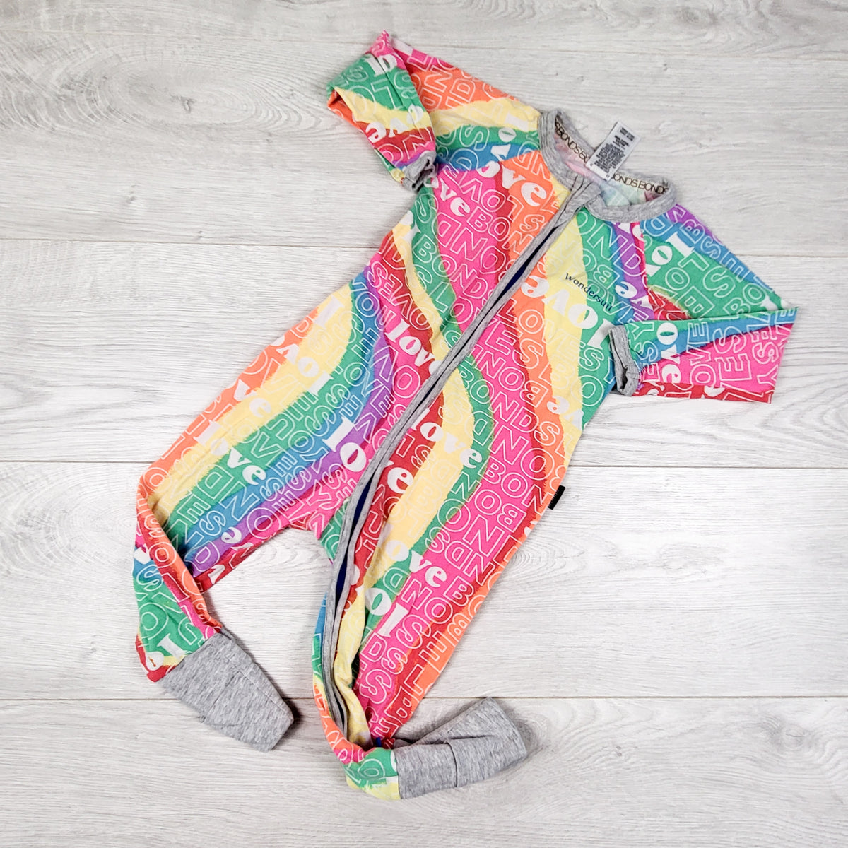 Bonds rainbow print zippered wondersuit sleeper. Size 12-18 months