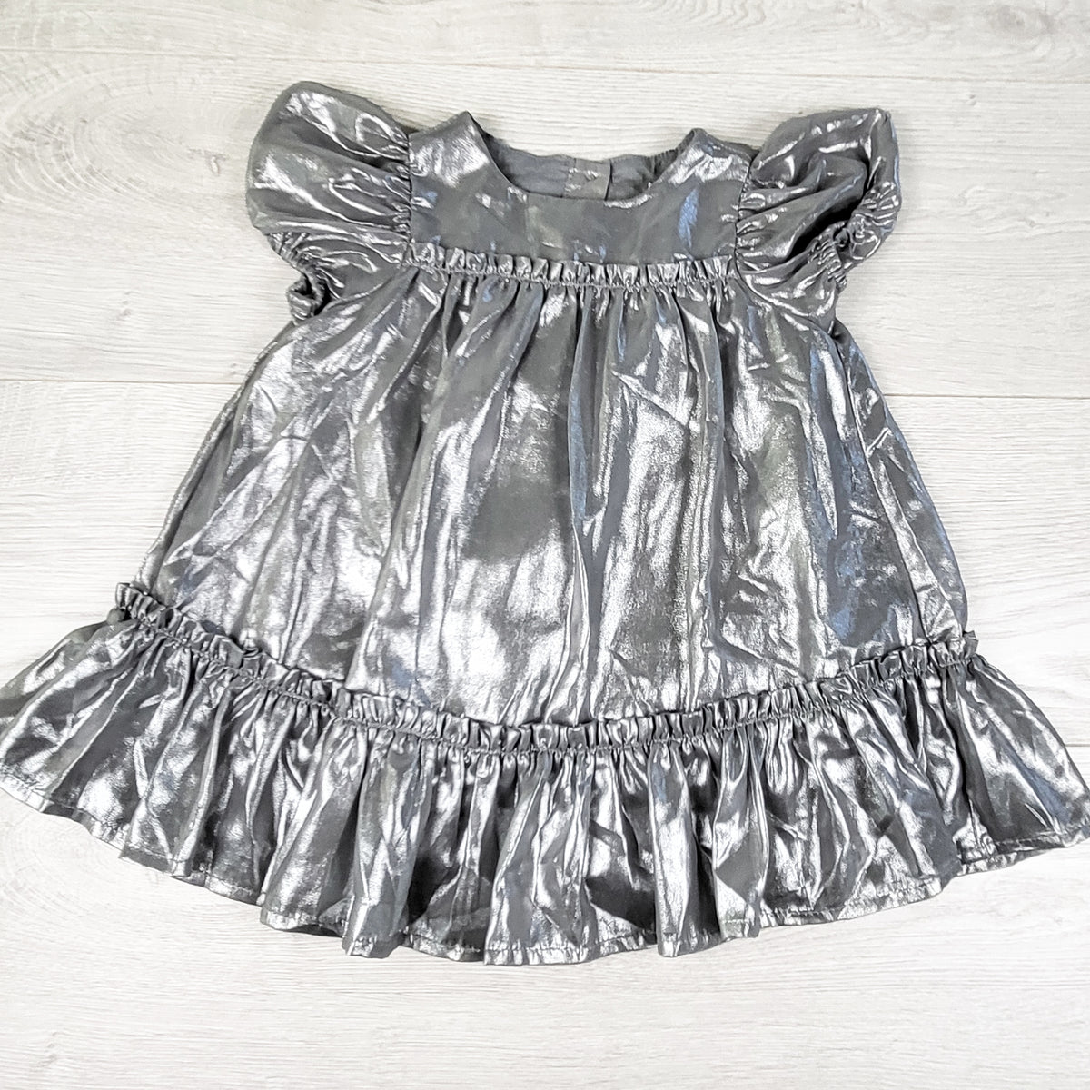 Gap metallic silver satin dress. Size 18-24 months