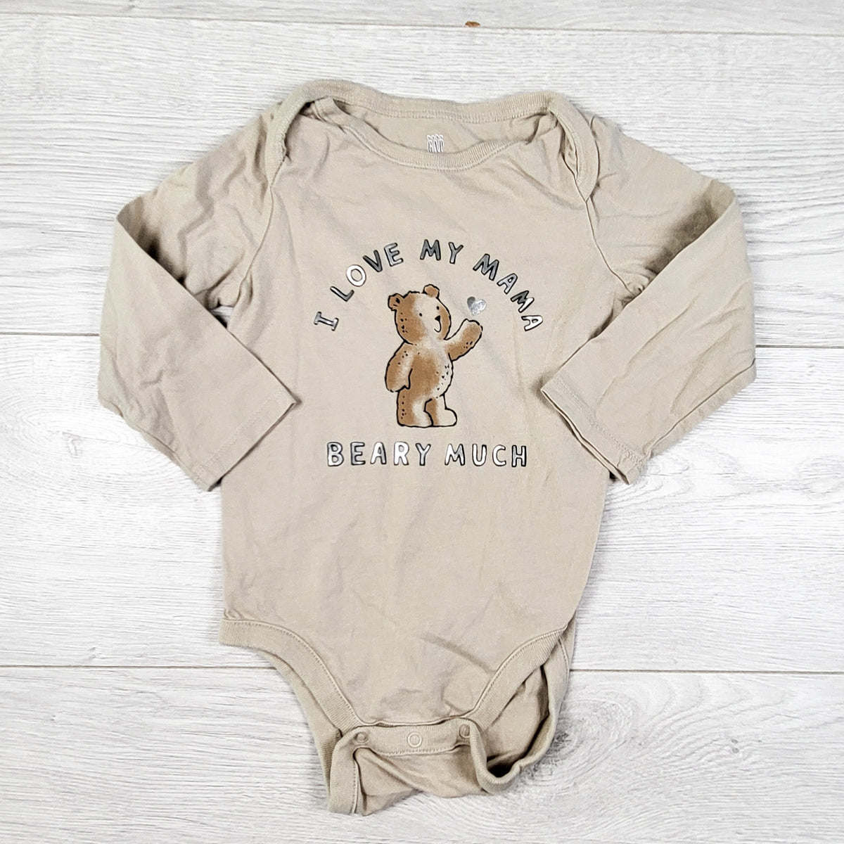 Gap light brown "I Love My Mama Beary Much" bodysuit. Size 12-18 months