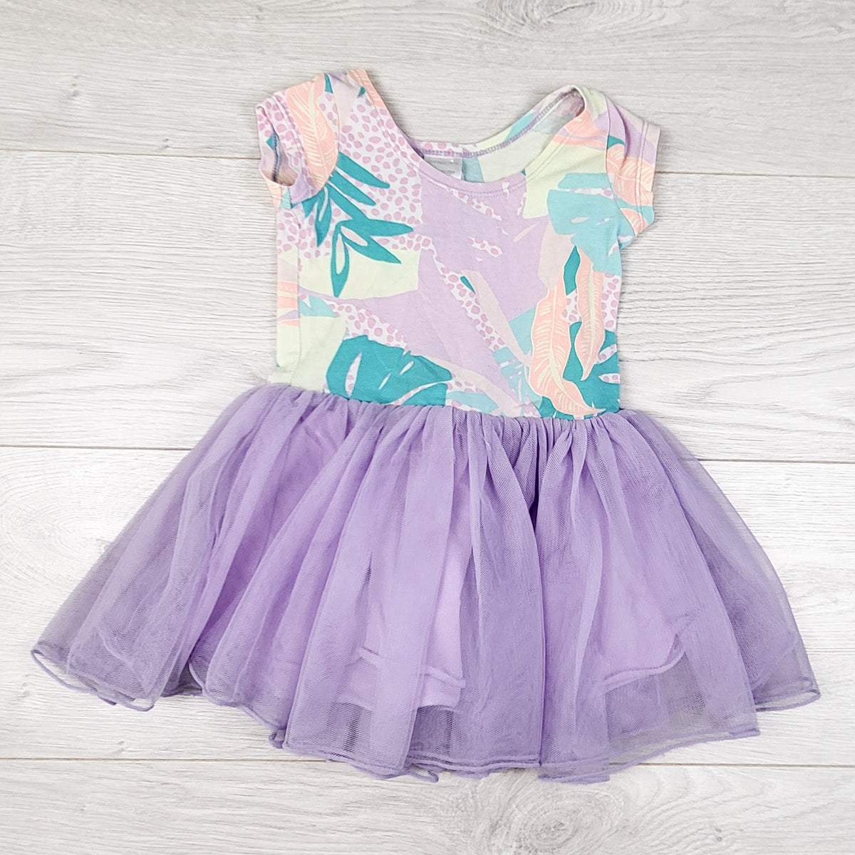 Bonds purple floral print tutu bodysuit dress. Size 12-18 months