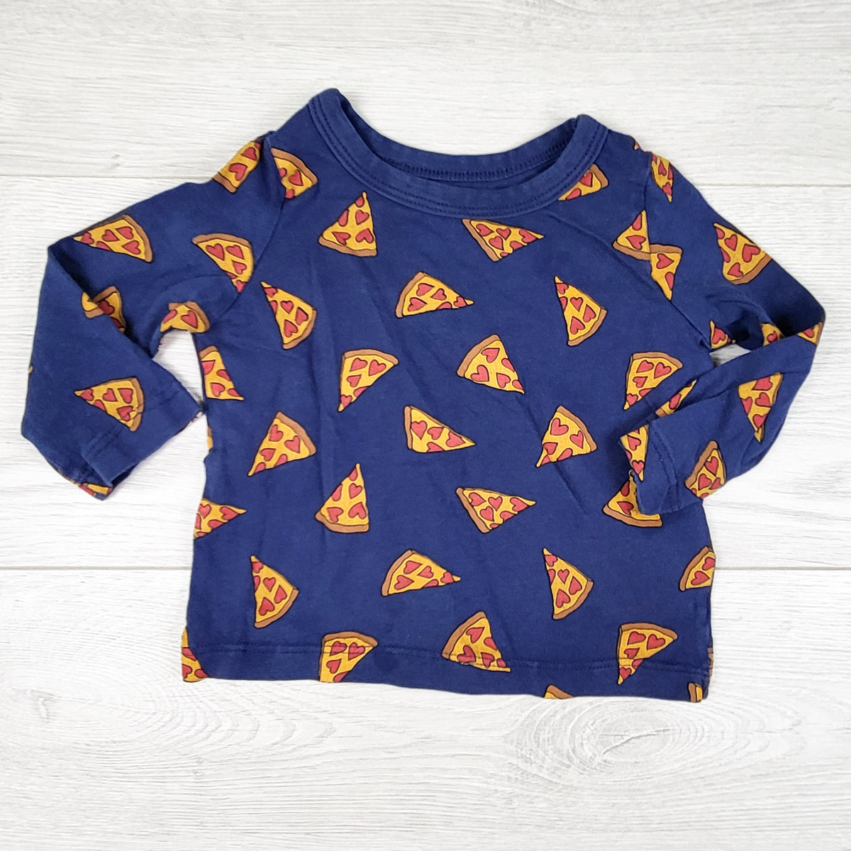 Joe navy long sleeve top with pizza slices. Size 6-12 months