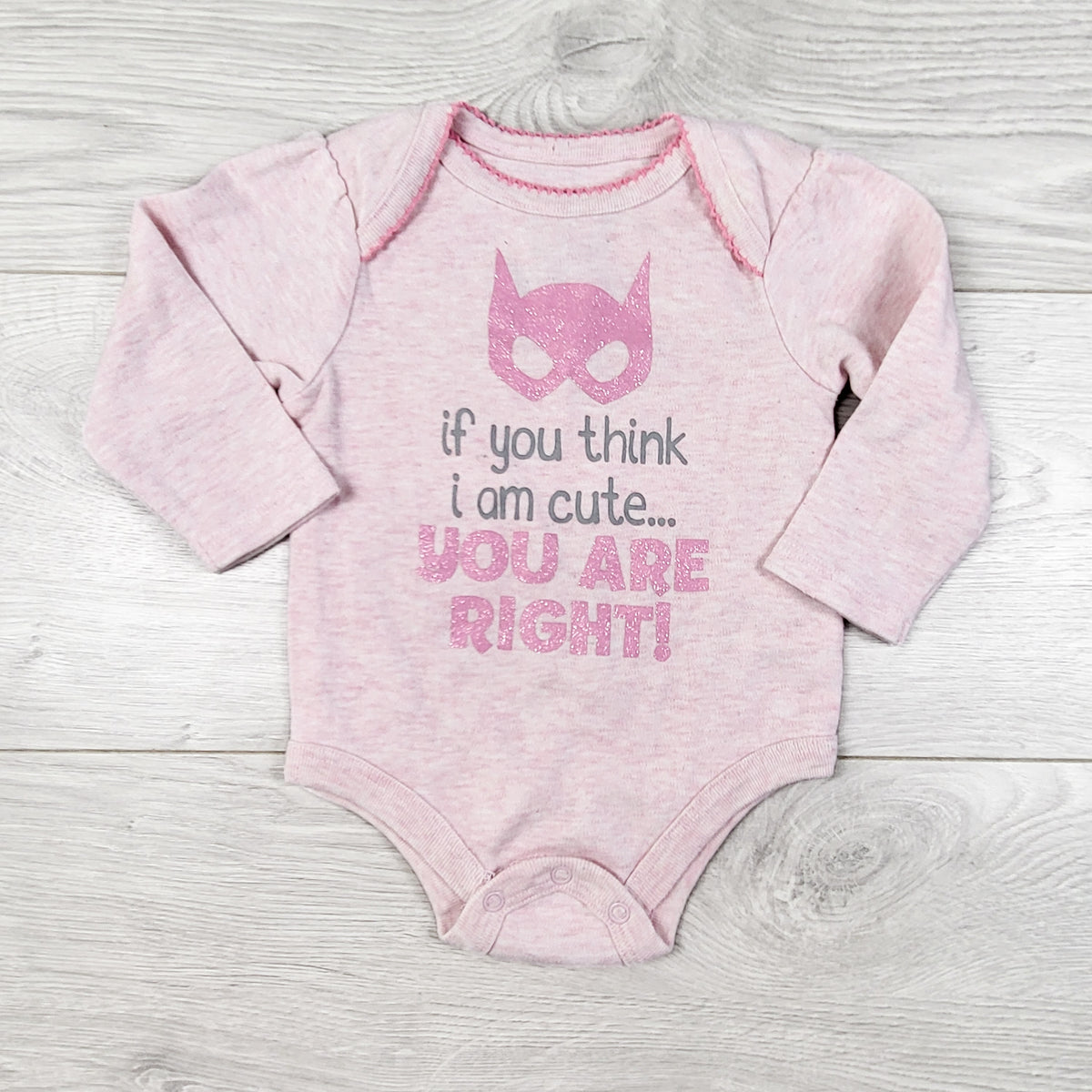 Batman pink "If You Think I'm Cute" bodysuit. Size 3 months