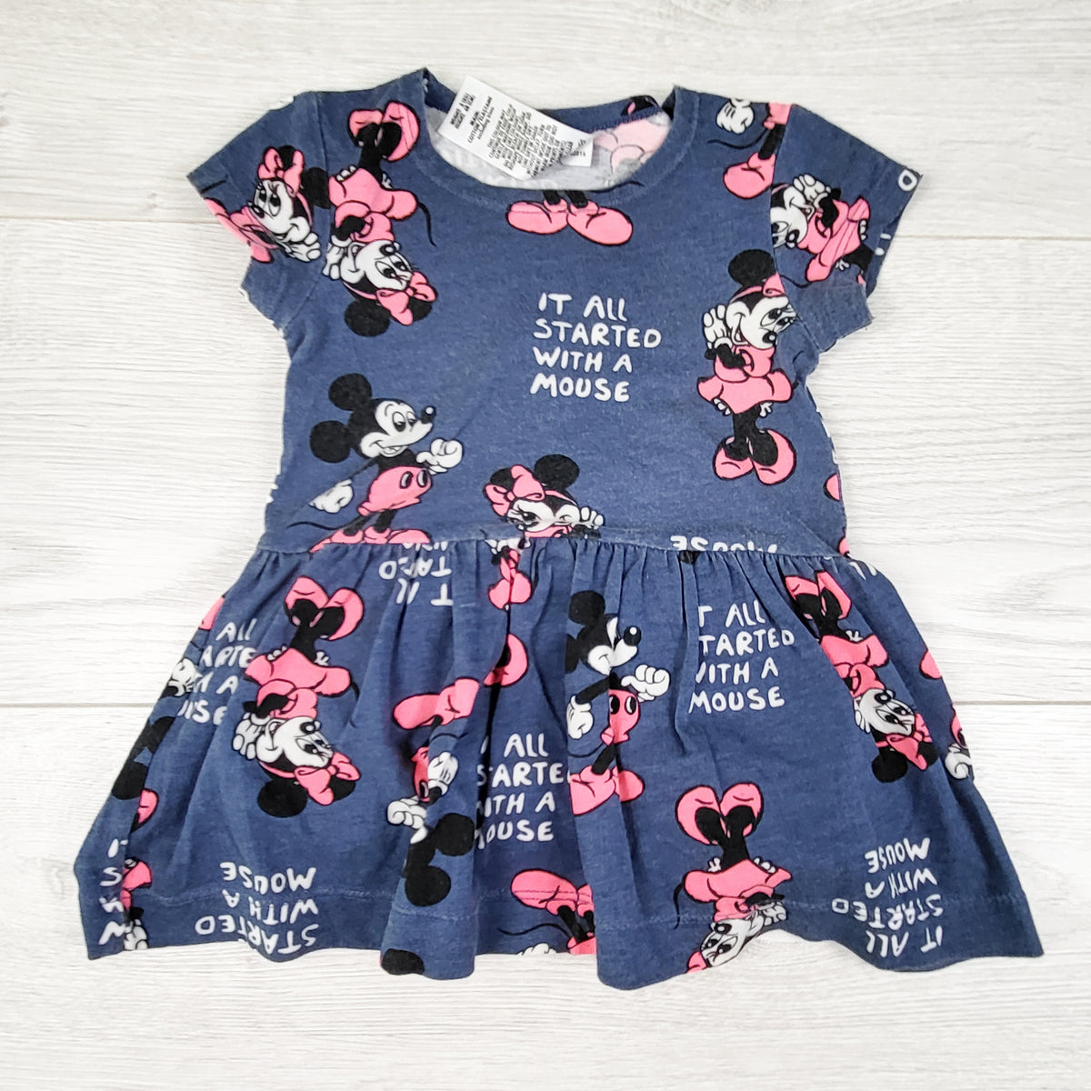 Disney x Bonds blue Minnie Mouse bodysuit dress. Size 3-6 months