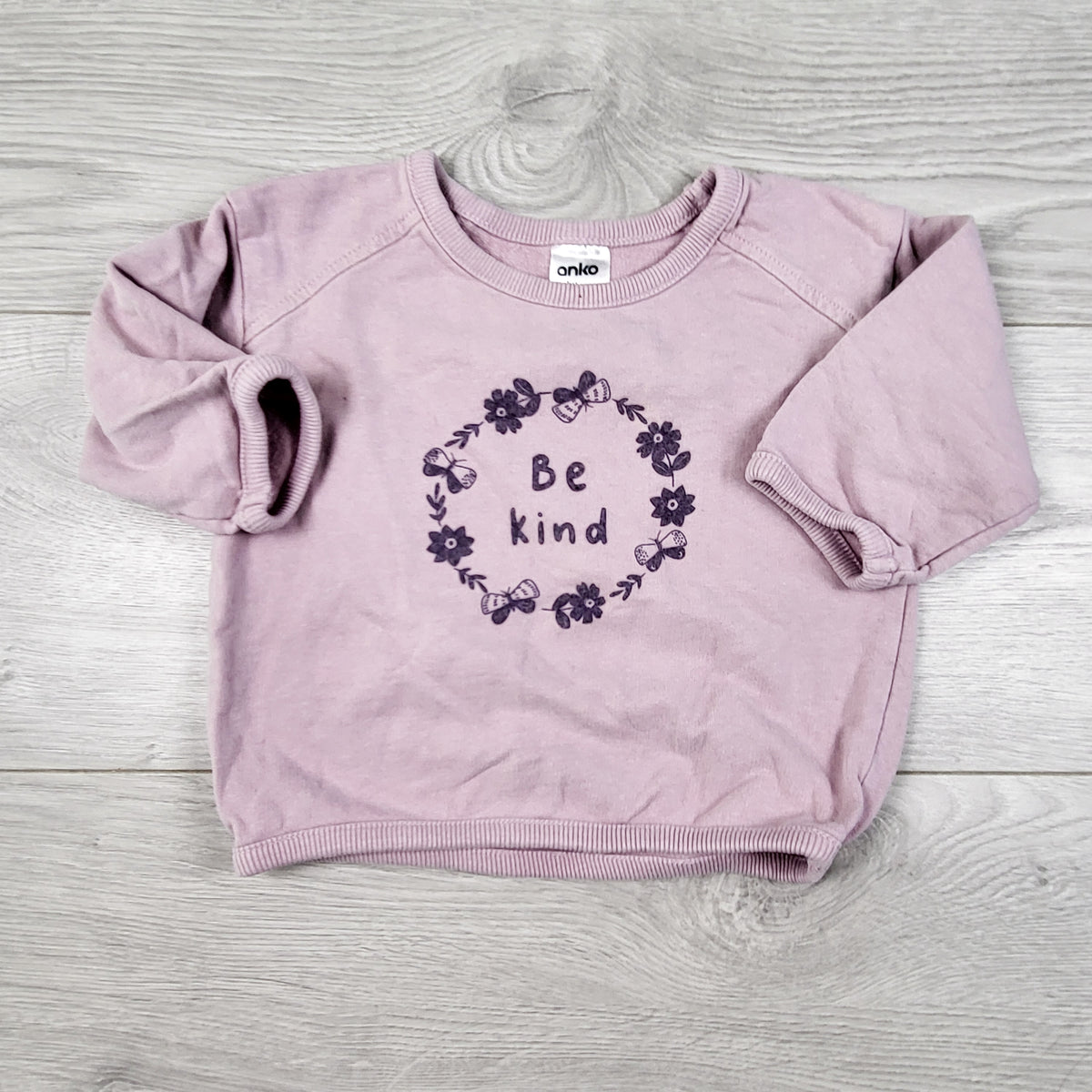 Anko purple-pink "Be Kind" sweatshirt. Size 6-12 months