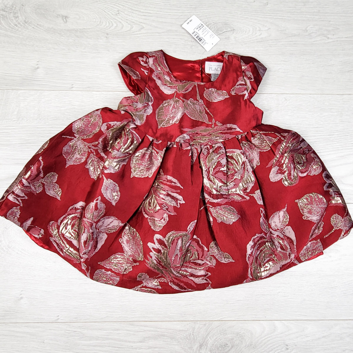 NEW - Children's Place red floral print Jacquard special occasion dress. Size 9-12 months