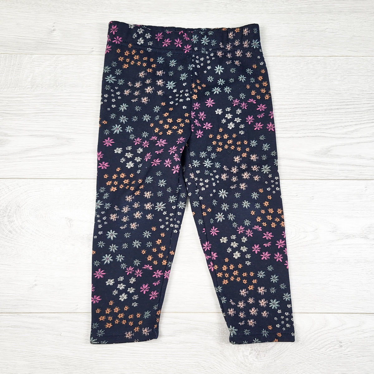 George navy fleecy lined floral print leggings. Size 2T
