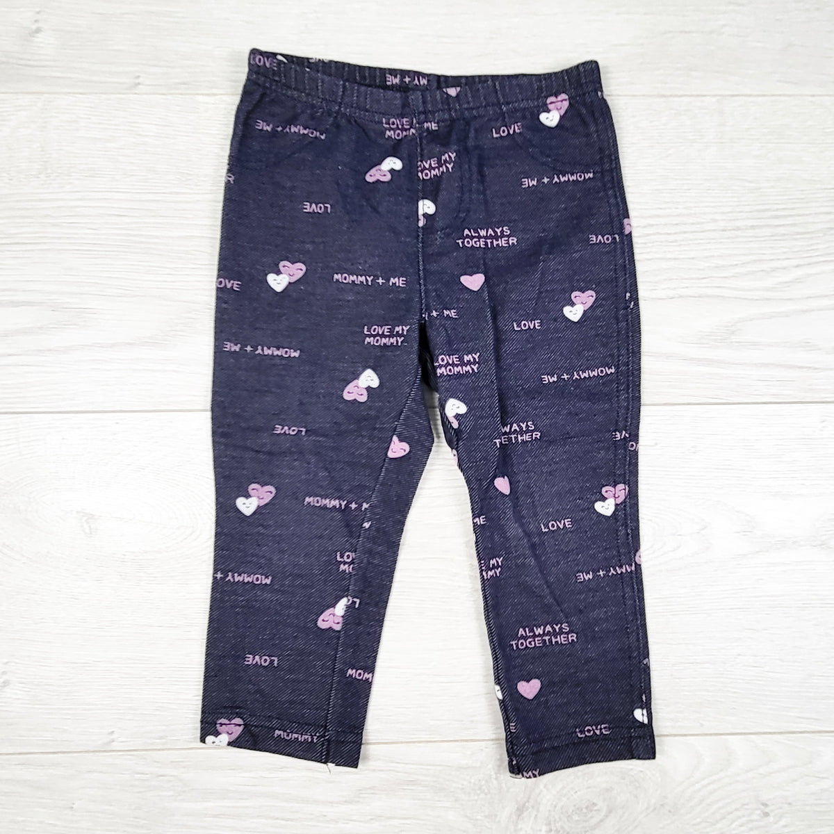 Carters denim look leggings with hearts. Size 24 months