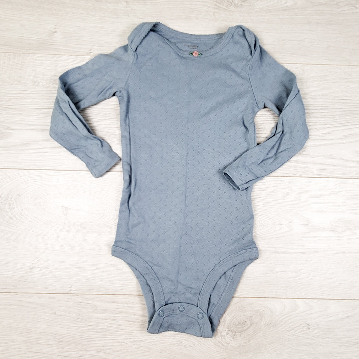 Simple Joys blue-grey pointelle style bodysuit. Size 24 months