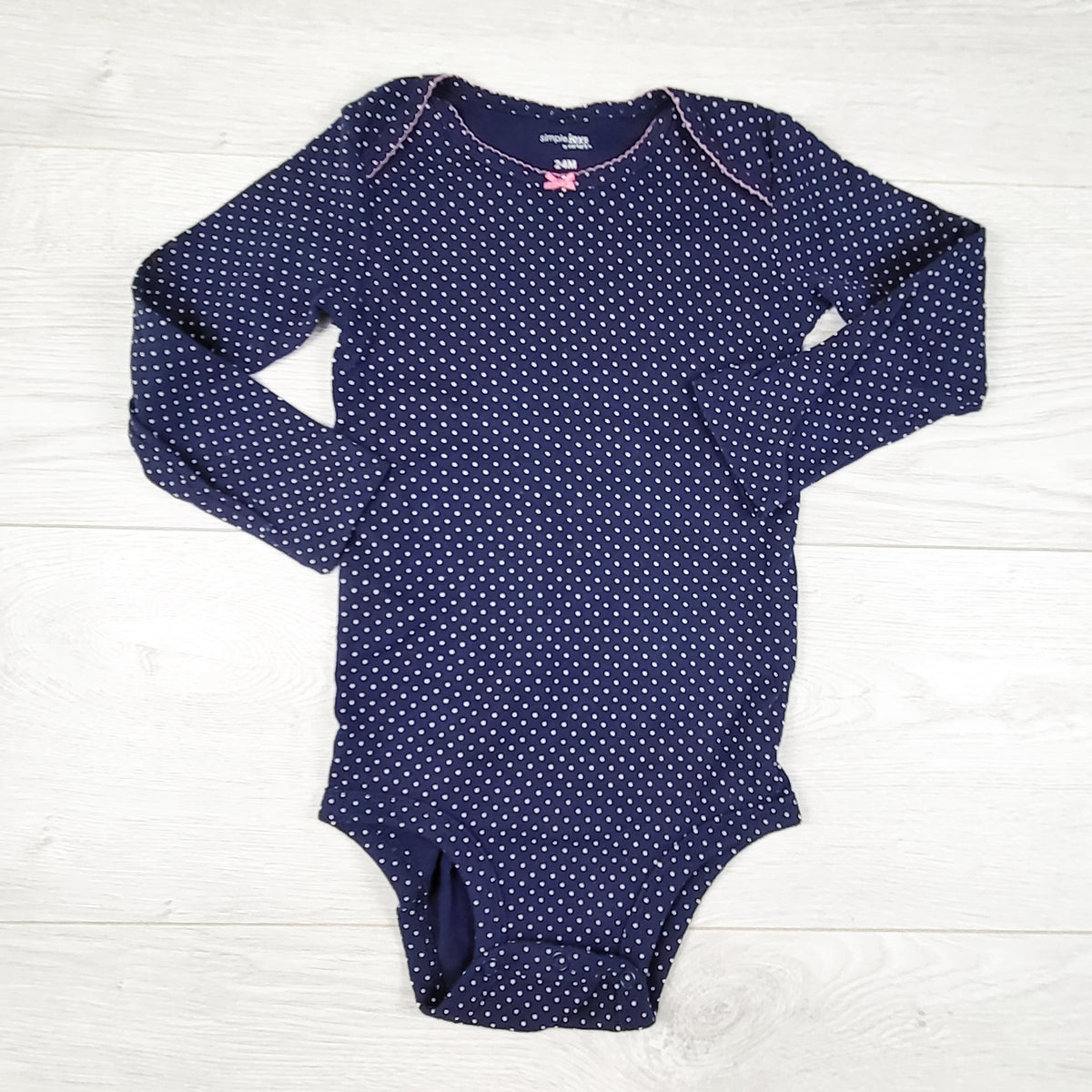Simple Joys navy polka dot bodysuit. Size 24 months
