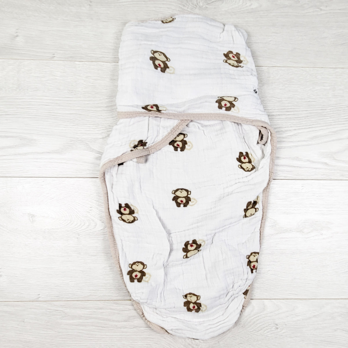 Aden by Aden + Anais monkey print muslin swaddle. Size 0-3 months