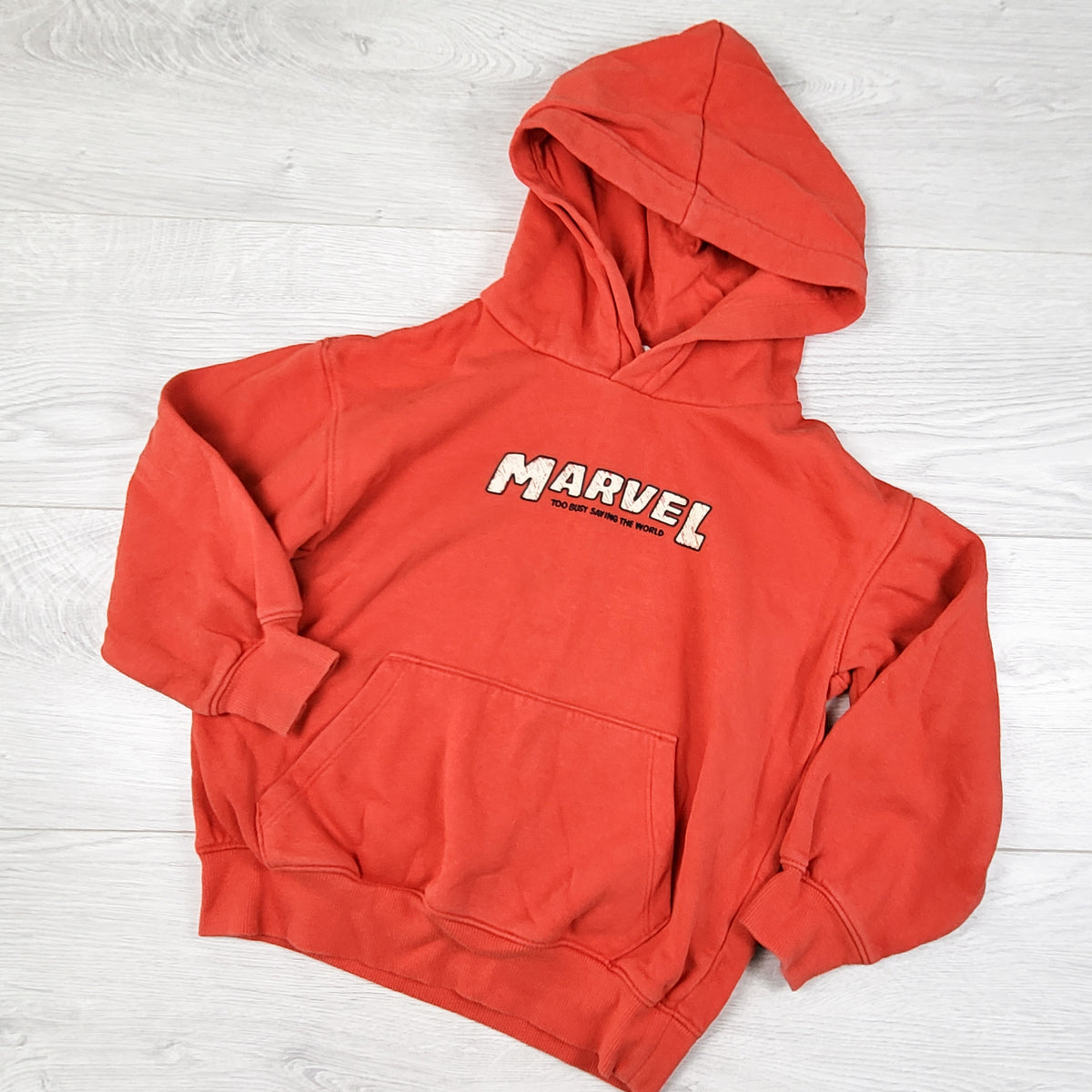 H and M x Marvel red pullover Spider-man hoodie. Size 4-6 Years