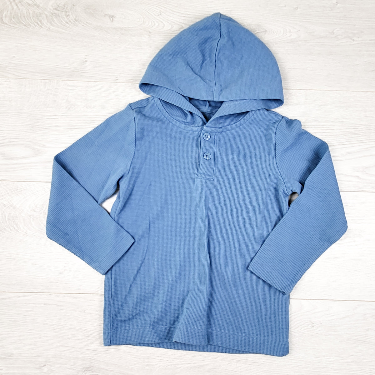 Pekkle blue waffle knit hooded top. Size 5T