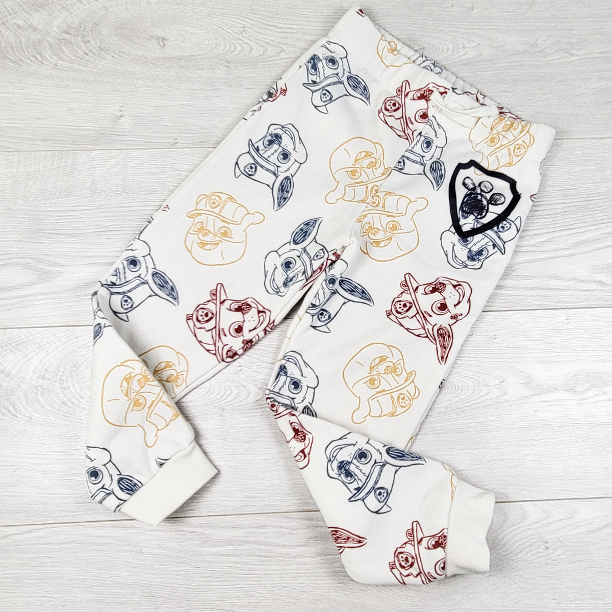 Joe Fresh white fleecy lined Paw Patrol joggers. Size 5T