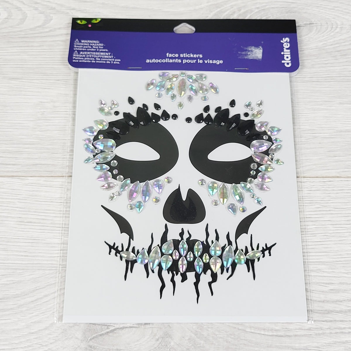 NEW - Claire's Halloween Skeleton/Skull Face Gem Stickers