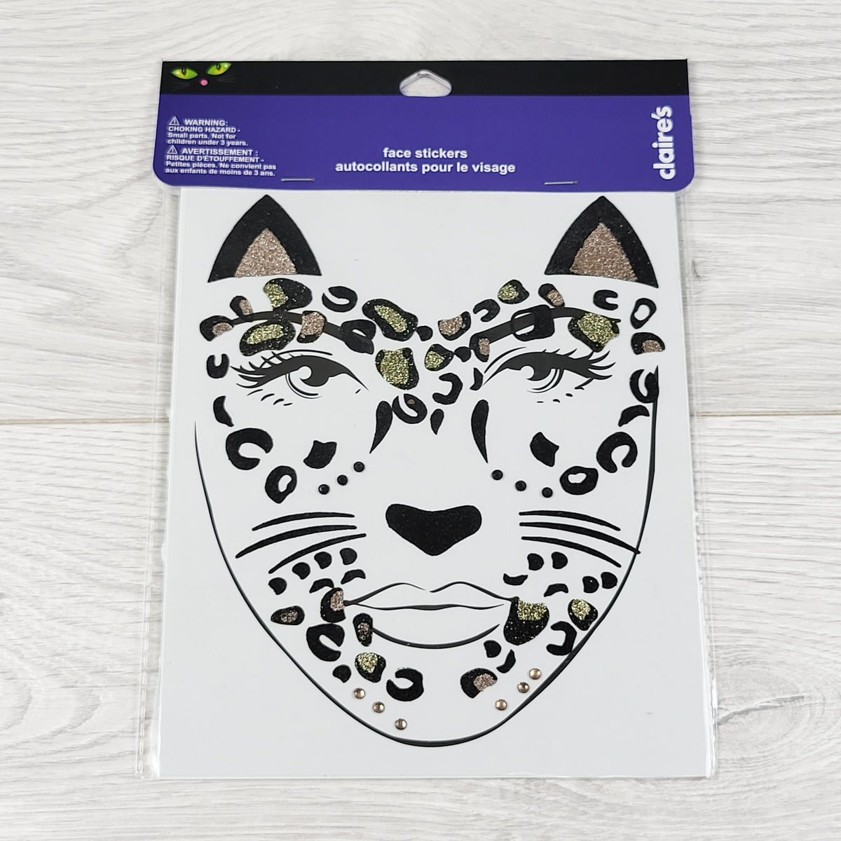 NEW - Claire's Leopard Face Gem Stickers