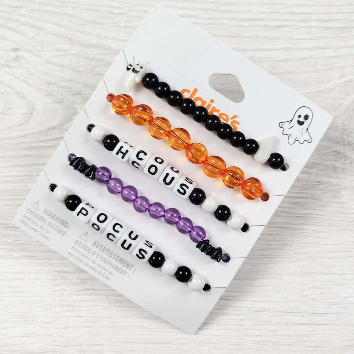 NEW - Claire's Halloween "Hocus Pocus" Stretch Bracelet 5-Pack