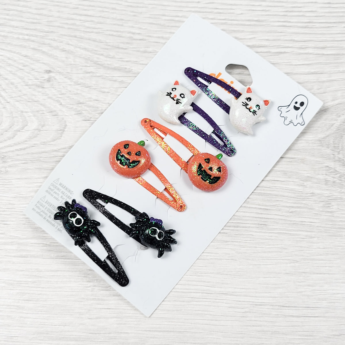 NEW - Claire's Halloween Character Glitter Snap Hair Clips 6-Pack.