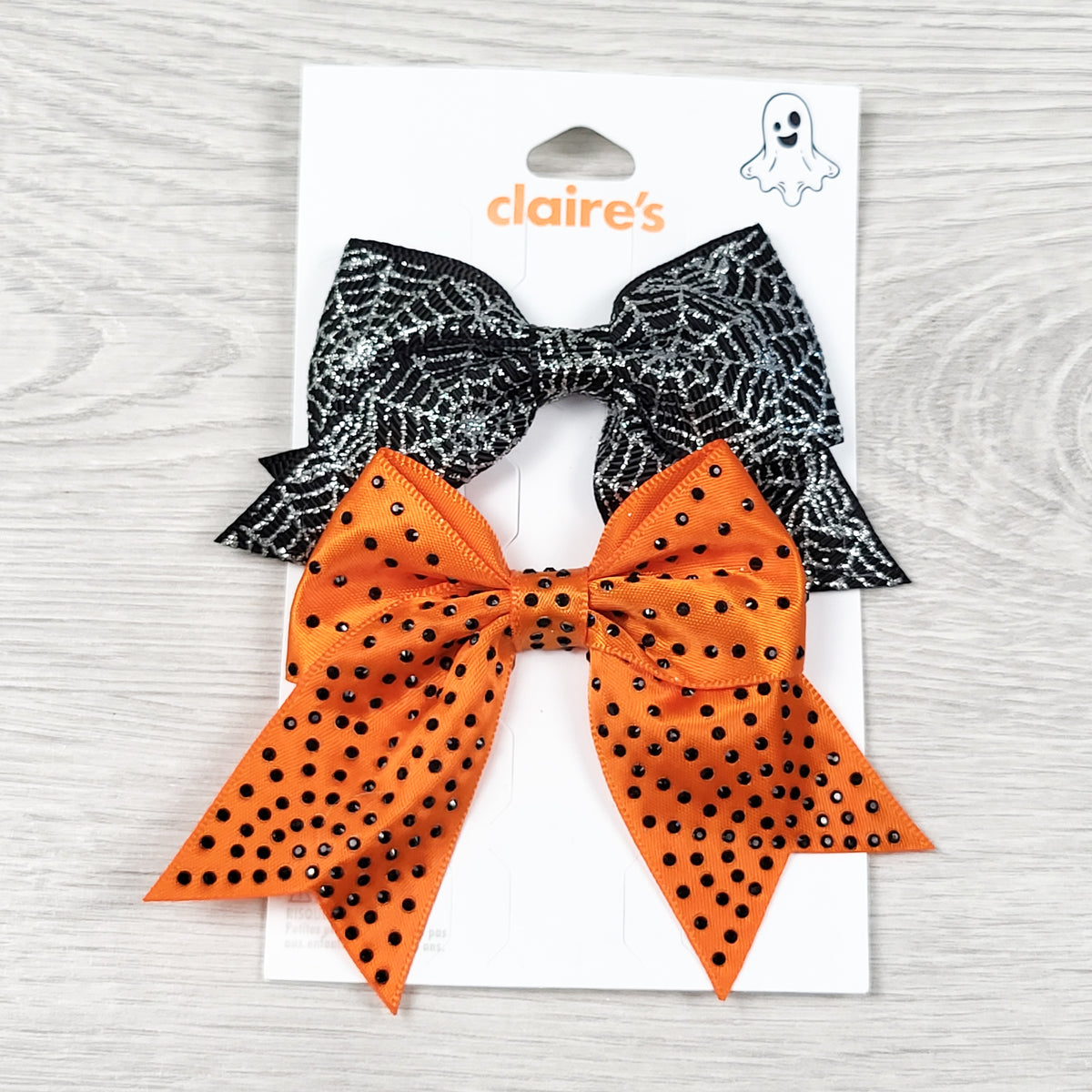 NEW - Claire's Halloween Rhinestone & Spiderweb Hair Bows 2-Pack