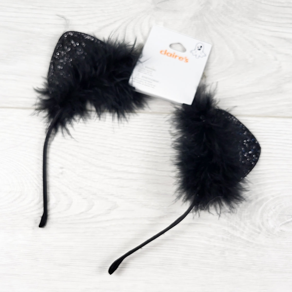 NEW - Claire's Halloween Sequined Cat Ear Headband with Feathers