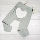 NEW - Sapling organic cotton pants with heart bum in "Dove Grey" colour. Size 12-18 months
