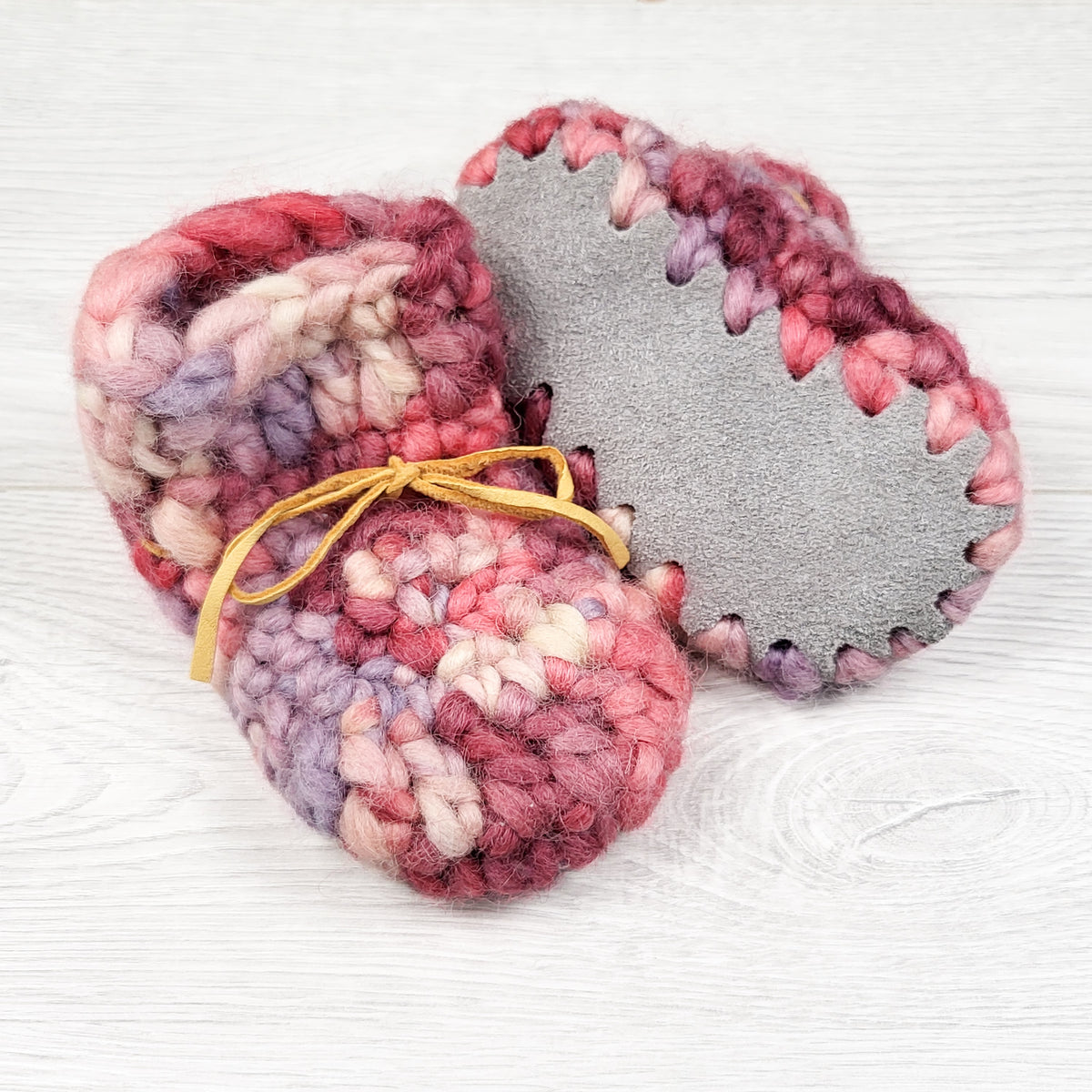 Pink handmade sheepskin slippers. Size like 6-12 months
