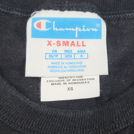 Champion black retro look t-shirt. ADULT XS