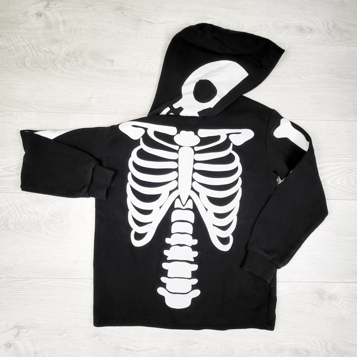 Black pullover skeleton hoodie. Approx 8 years - AS IS